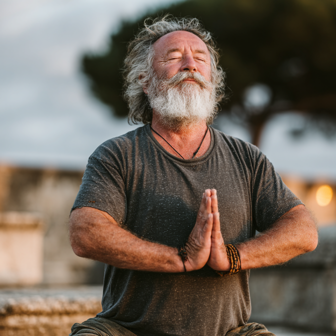 Grup de persoane mature practică yoga împreună